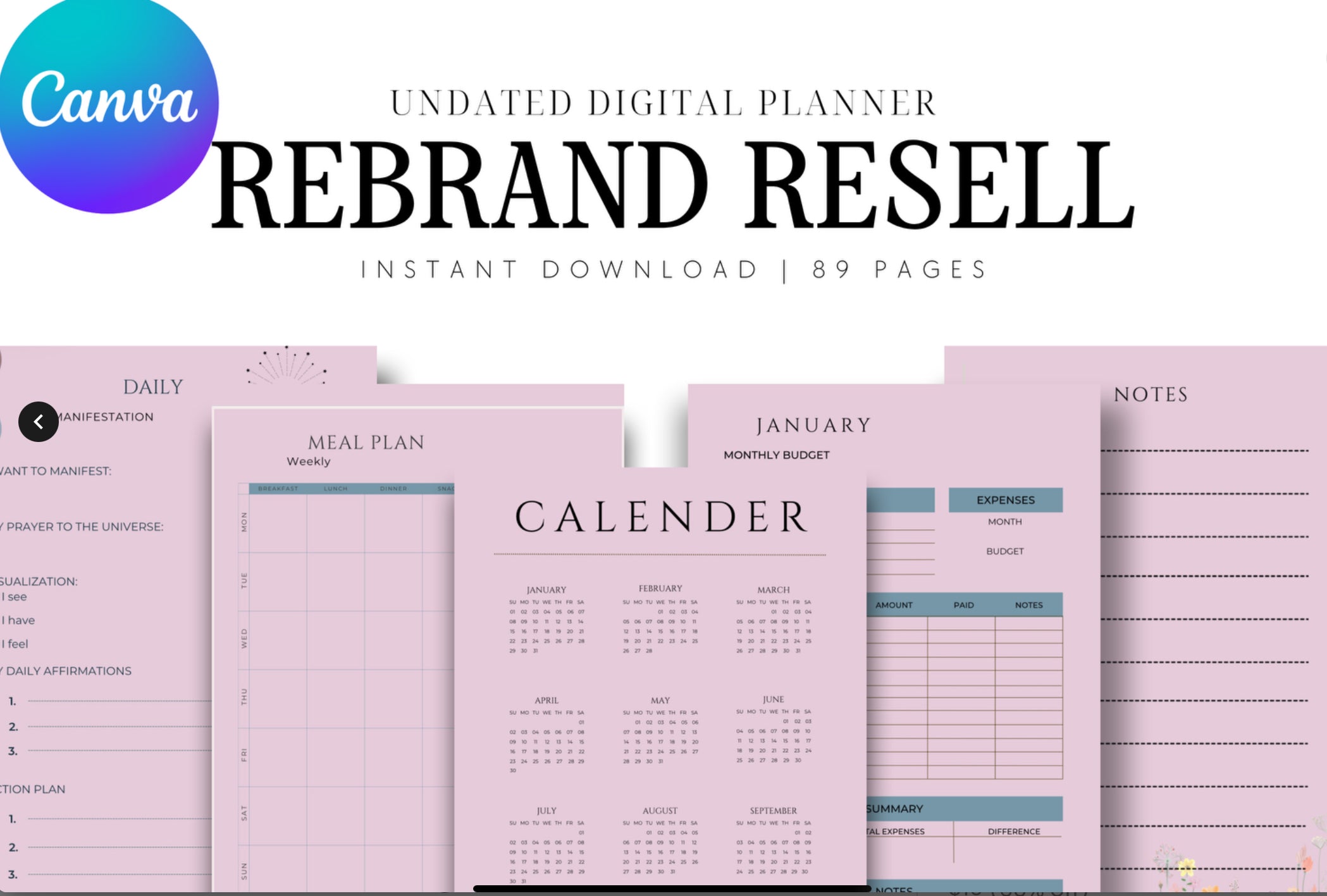 That Girl Soft Pink Digital Planner - PLR