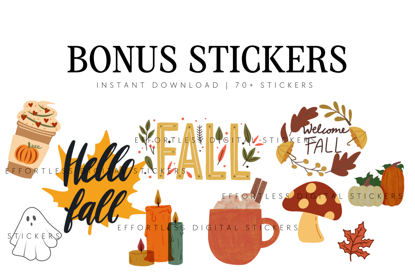Fall Digital Planner Bundle Sticker Bundle - PLR