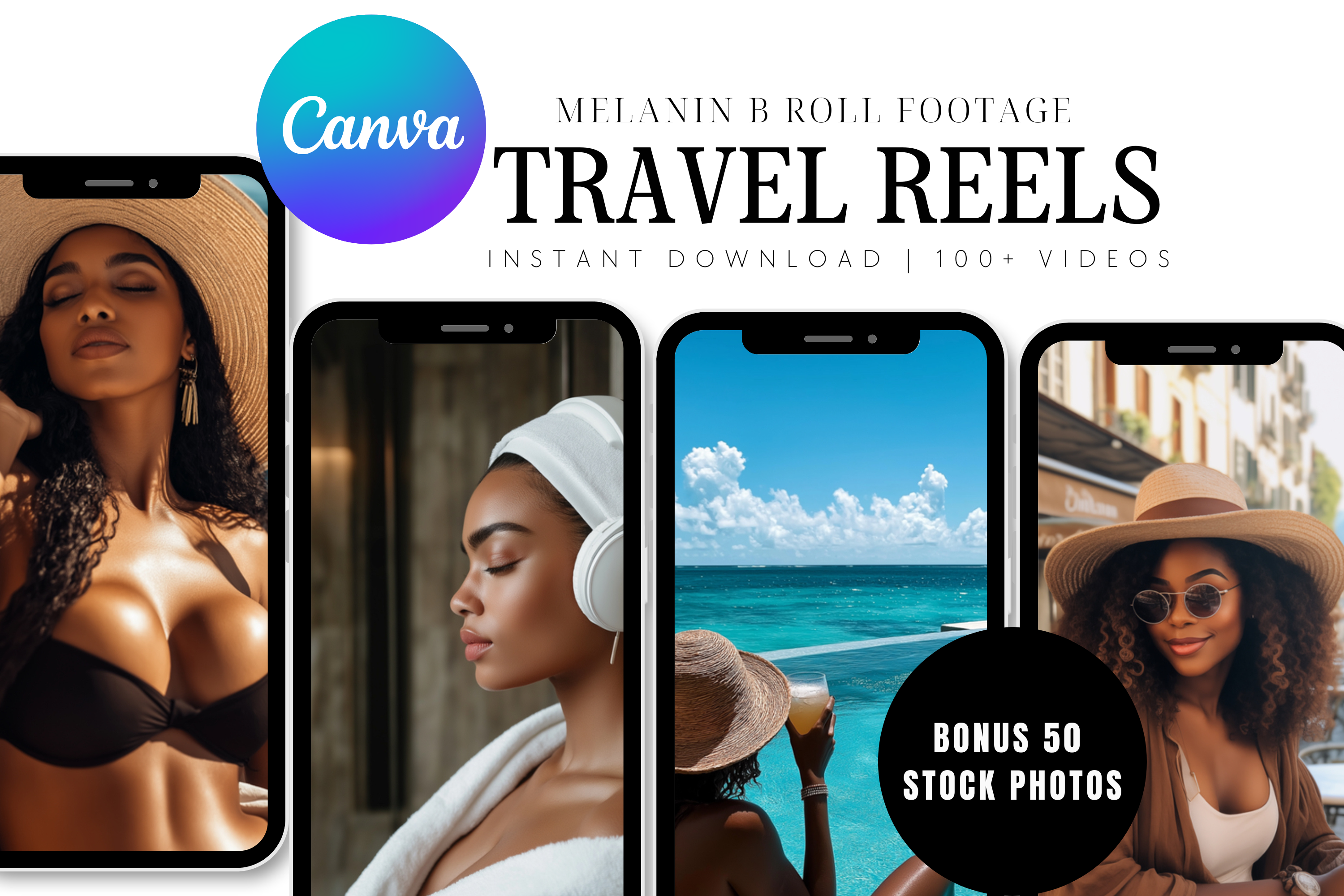 Melanin Travel Reels, Aesthetic Faceless Videos - PLR