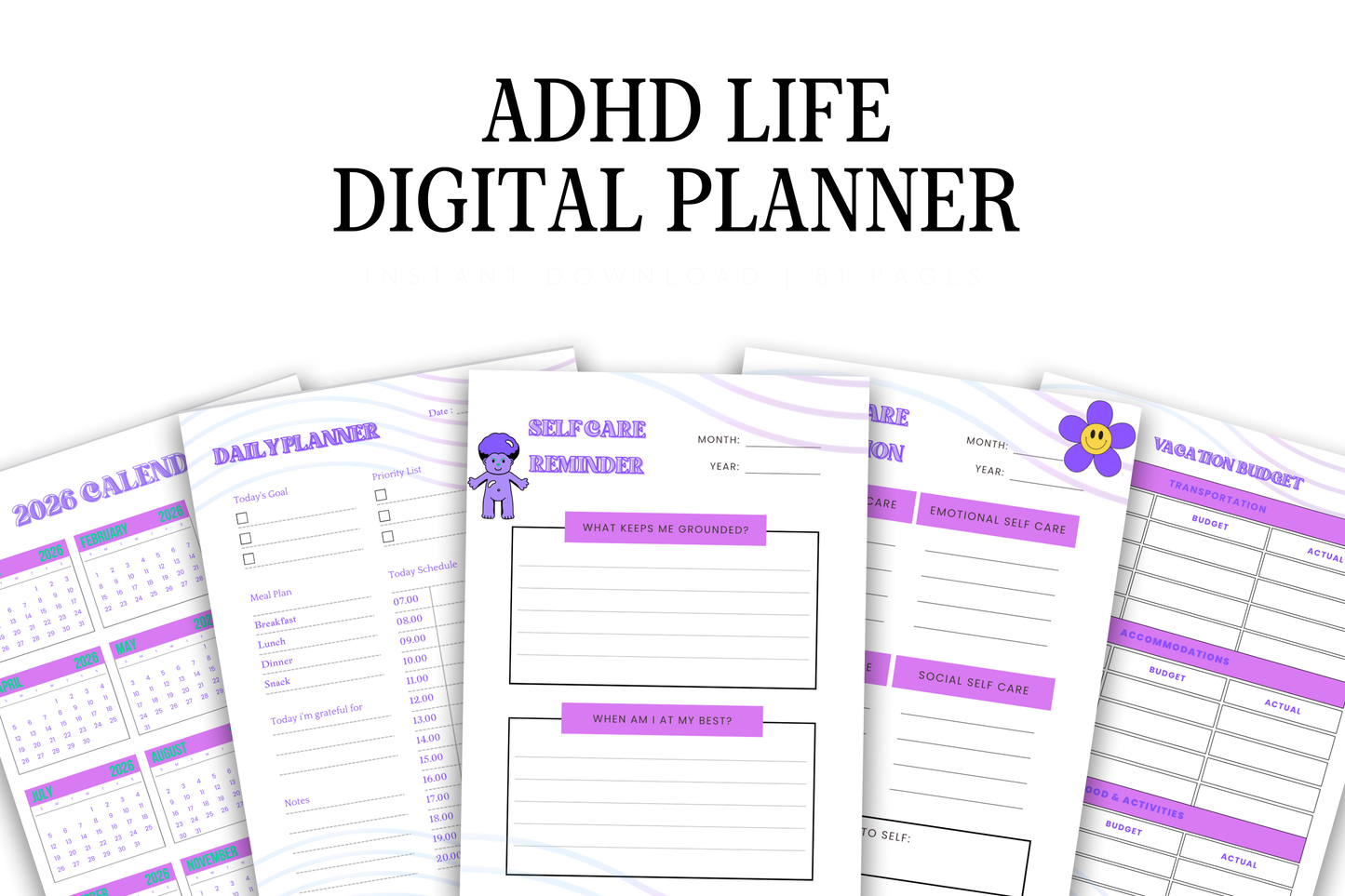 2026 ADHD Daily Life Planner - PLR