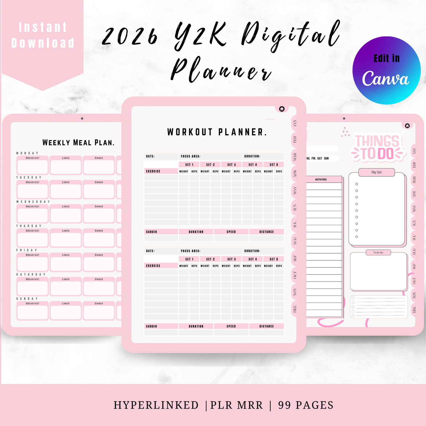 Y2K 2026 That Girl Digital Planner | PLR MRR