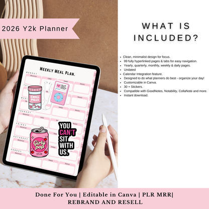 Y2K 2026 That Girl Digital Planner | PLR MRR