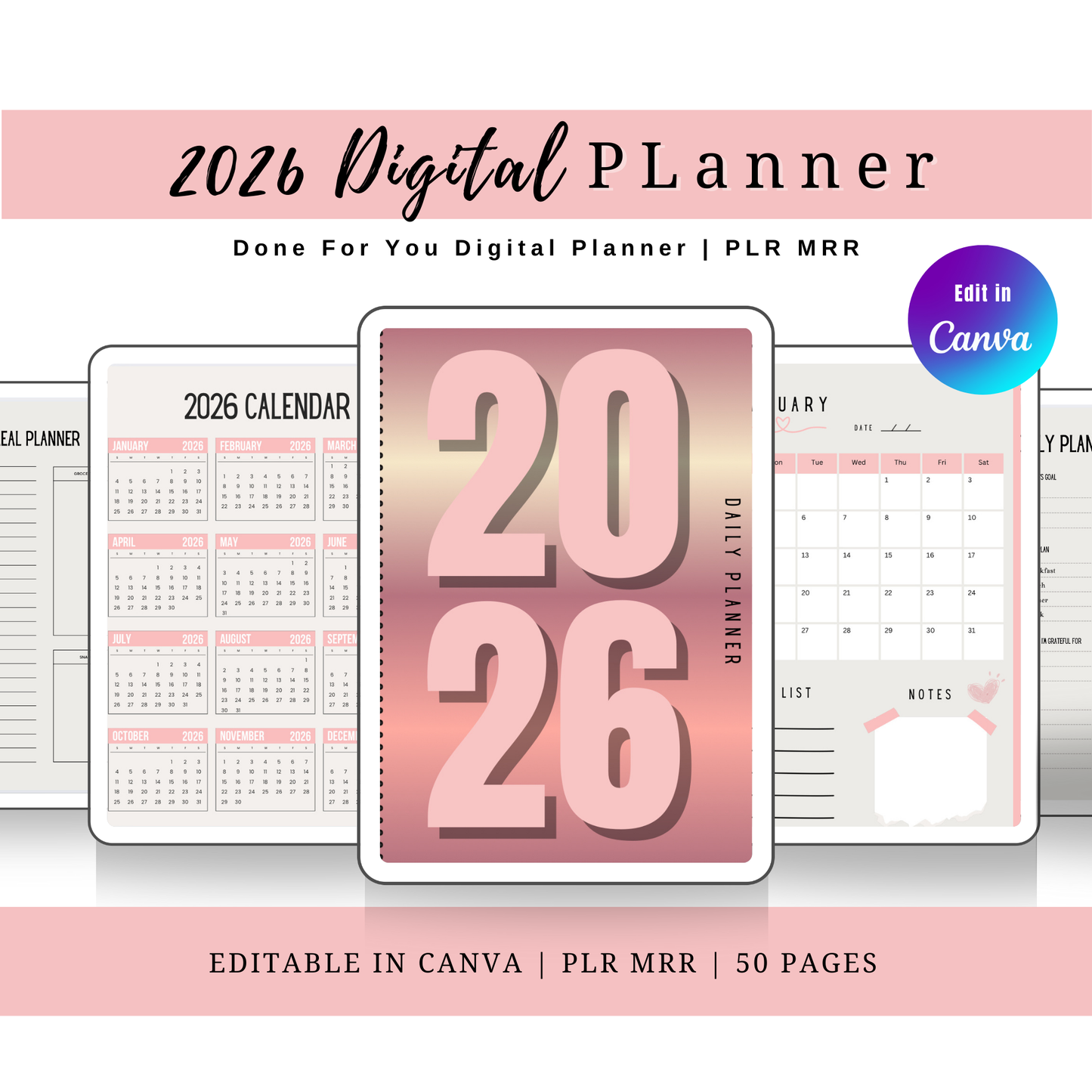 2026 Daily Planner - PLR MRR