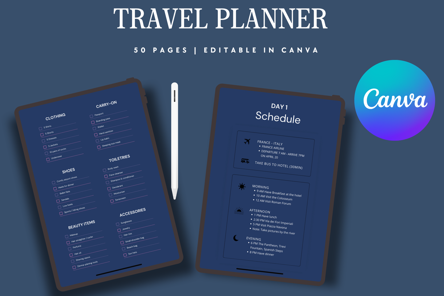 Travel Itinerary Planner Template | PLR MRR