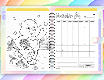 2026 Care Bears Coloring Planner - PLR