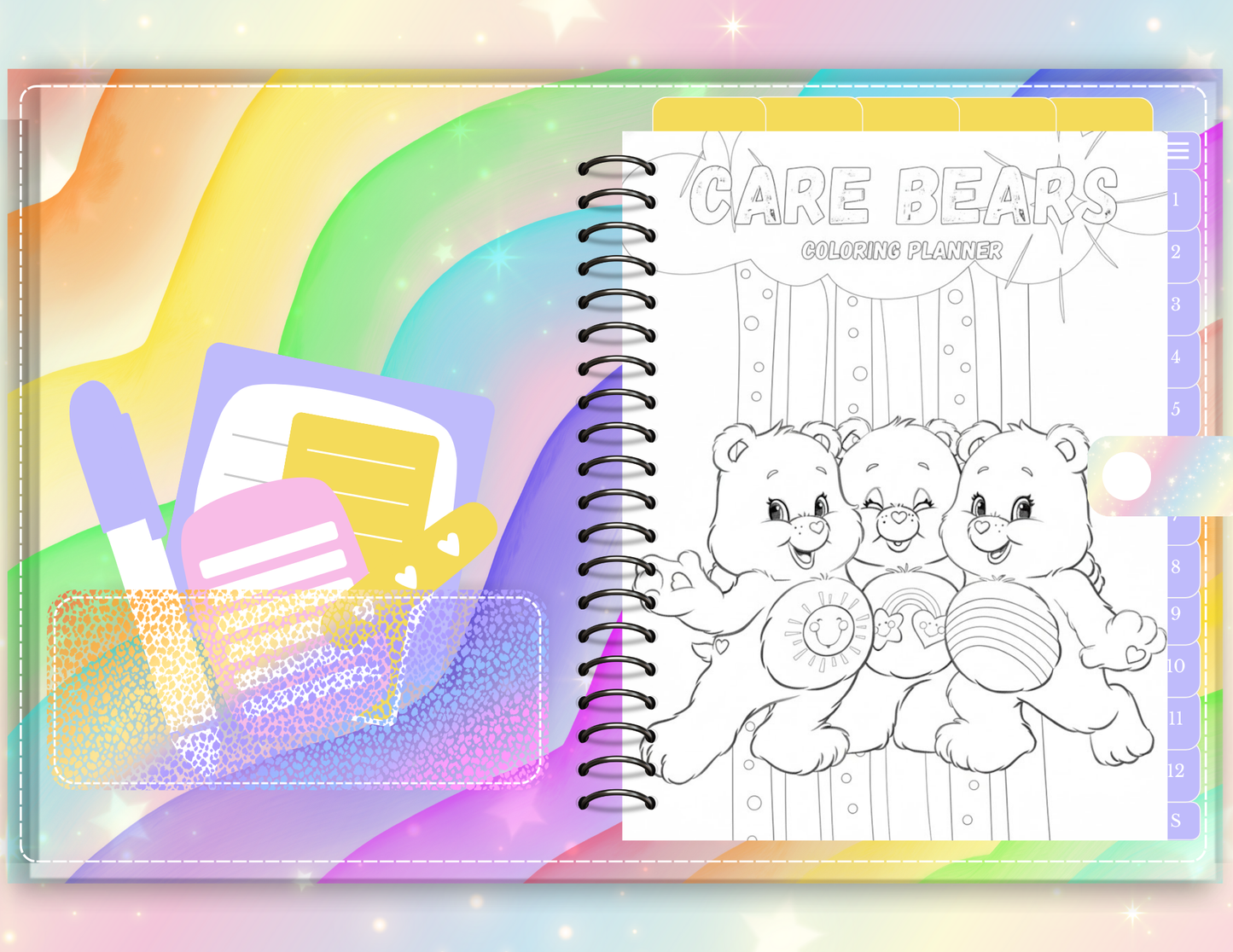 2026 Care Bears Coloring Planner - PLR