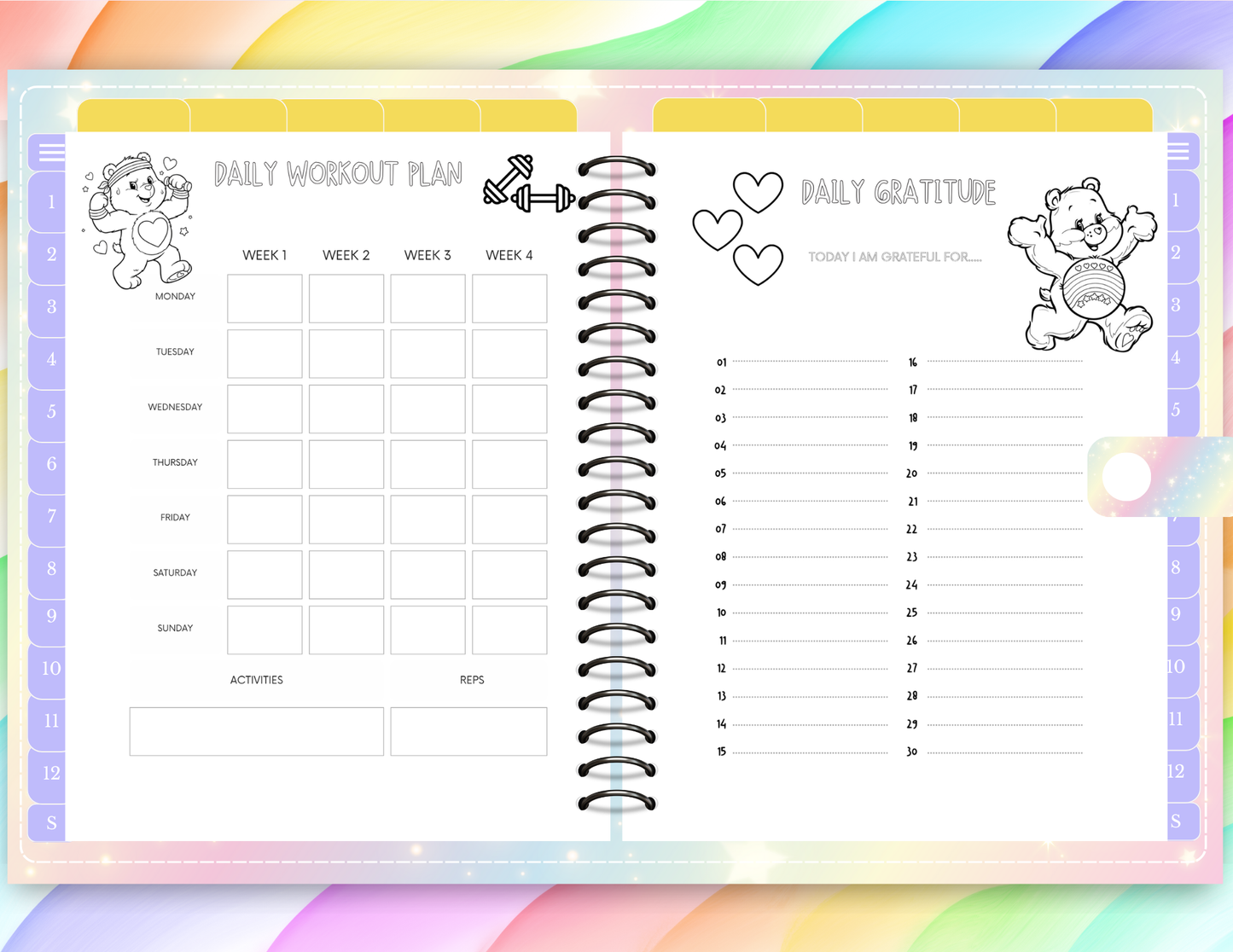 2026 Care Bears Coloring Planner - PLR