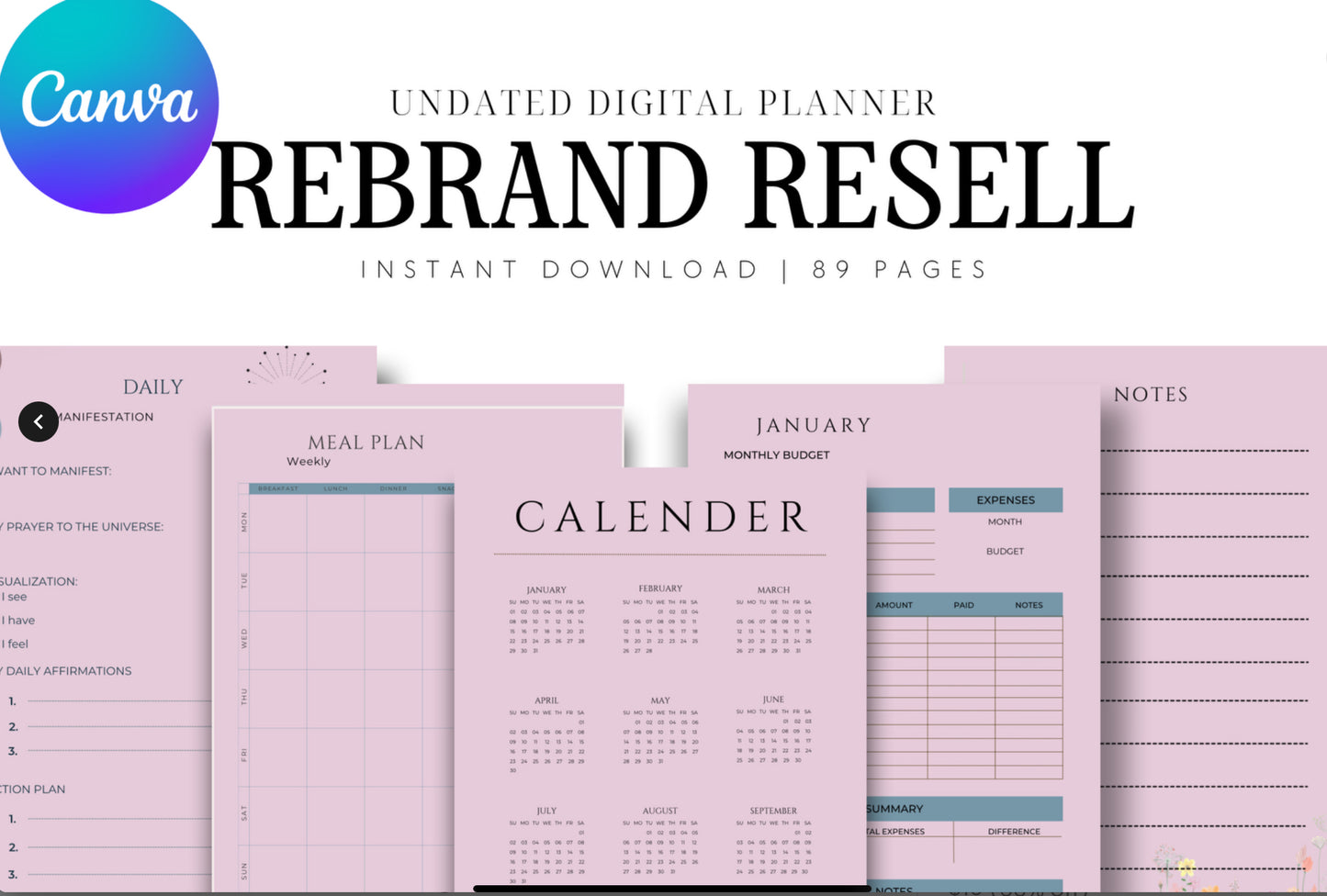 That Girl Soft Pink Digital Planner - PLR