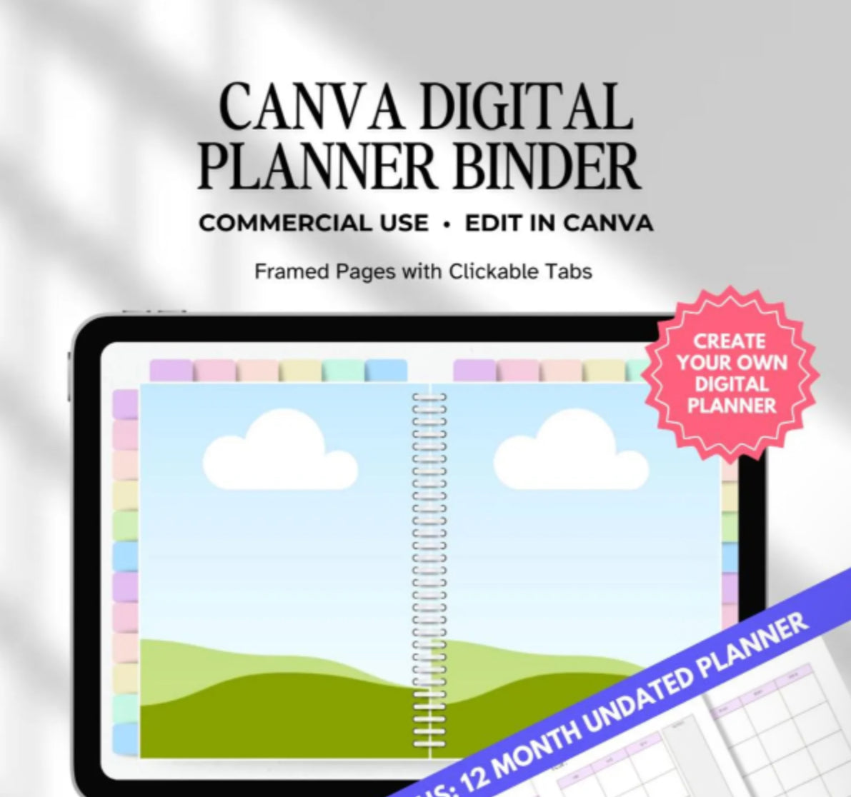 Digital Planner Template Editable Canva Mockup