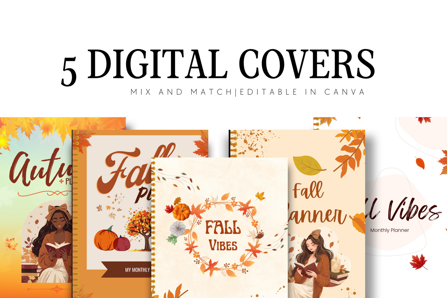 Fall Digital Planner Bundle Sticker Bundle  - PLR
