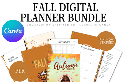 Fall Digital Planner Bundle Sticker Bundle  - PLR