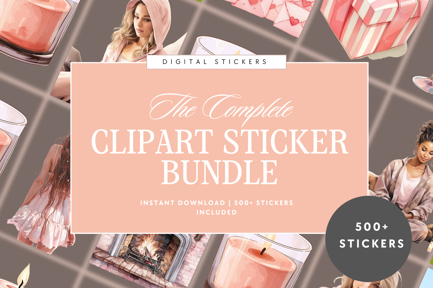 500+ Clipart Sticker Bundle - Planner Stickers -  PLR MRR