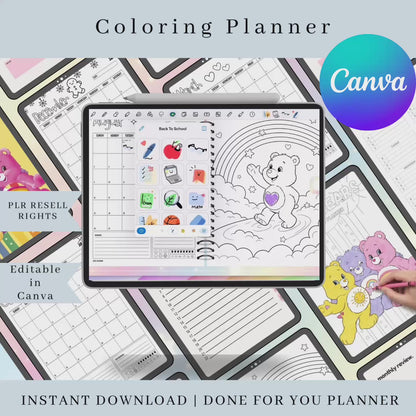 2026 Care Bears Coloring Planner - PLR