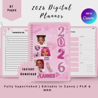 Y2K 2026 That Girl Digital Planner | PLR MRR